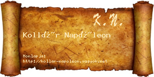 Kollár Napóleon névjegykártya